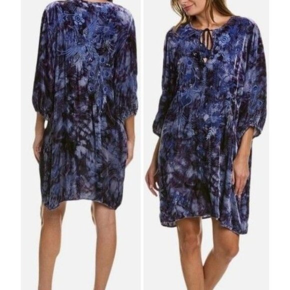 Johnny Was Dresses & Skirts - Johnny Was Azure Velvet Relaxed Dress Purple Embroidered Boho Womens Size 3X NEW